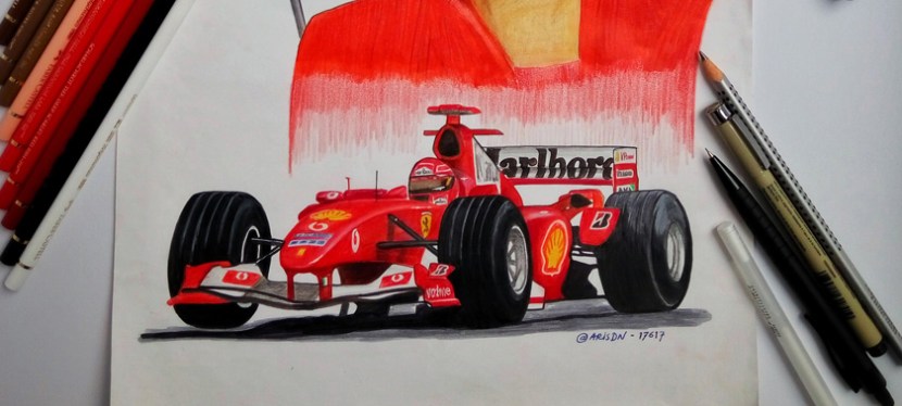 Car and Portrait of Michael&nbsp;Schumacher